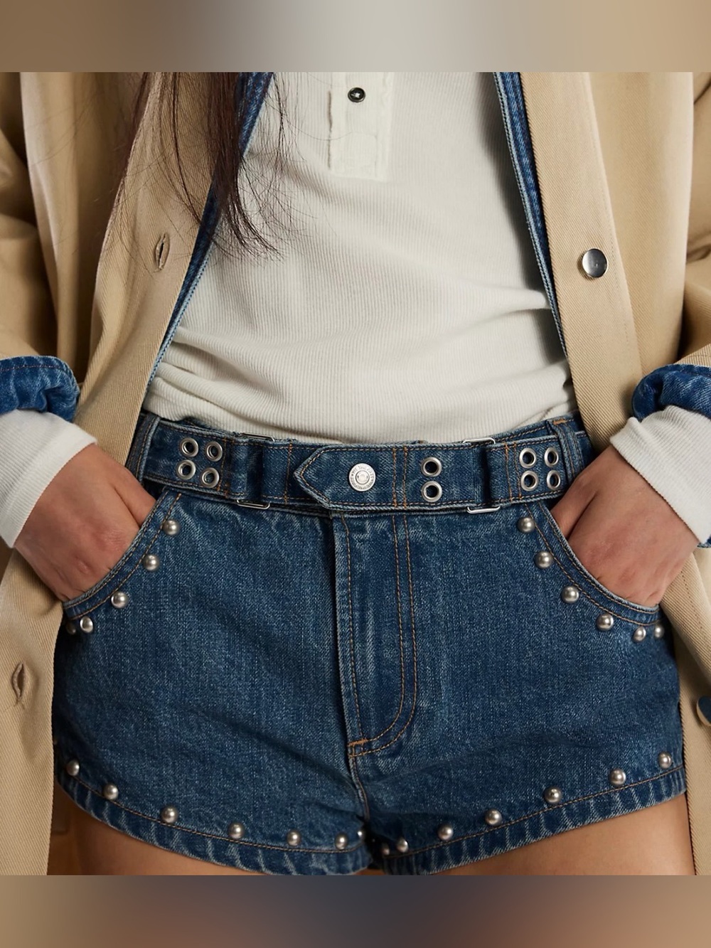 Free People We The Free The Cool Kid Denim Micro Shorts Medium Wash Shorts 31